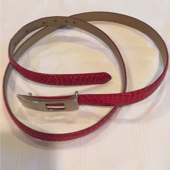 🐊 B.D. Jeffries Genuine Alligator Red Belt - Picture 1 of 5